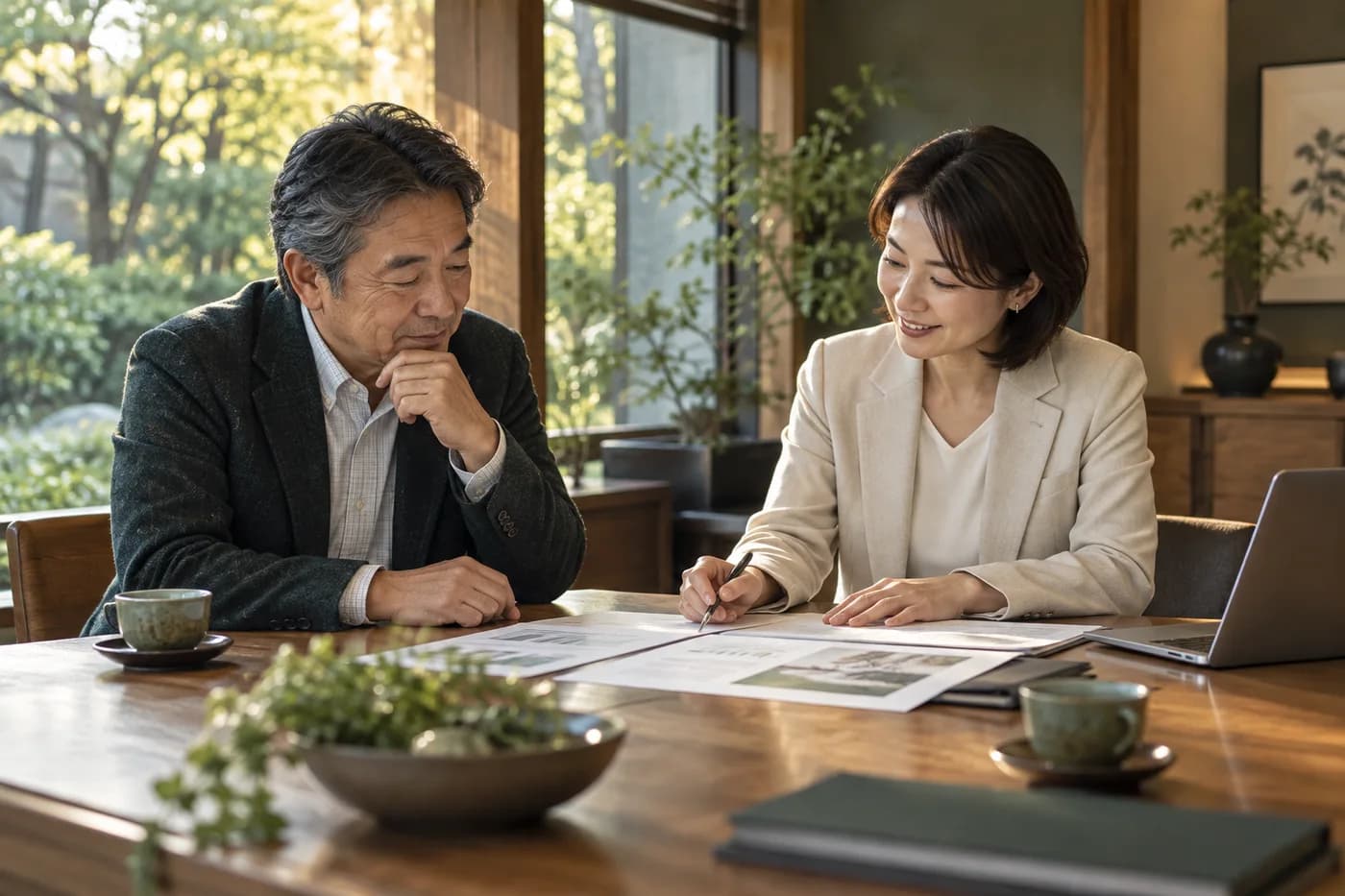 担当者と希望を話し合う相談風景のイメージ
